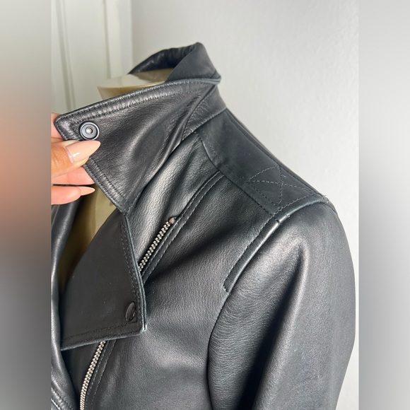All Saints Dalby Leather Jacket Sz 2 - Picture 6 of 11
